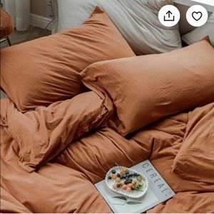 Pumpkin spice cotton Queen Duvet and pillow shams